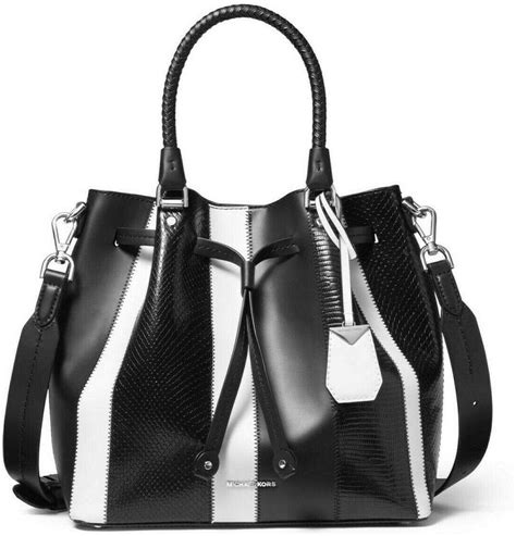 blakely michael kors|Blakely Medium Striped Leather Bucket Bag .